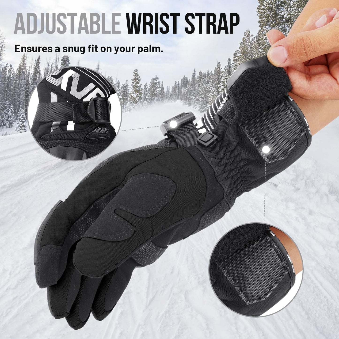 RKV86 Motorcycle Gloves for Men Winter Riding Gloves with Carbon Fiber Protective Motorbike Powersports Racing Gloves with Touchscreen for Outdoor Sports Black L