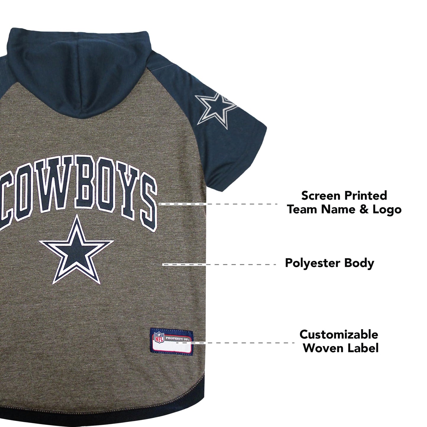 Pets First NFL Dallas Cowboys Hoodie for Dogs & Cats. NFL Football Licensed Dog Hoody Tee Shirt, Large. Sports Hoody T-Shirt for Pets. Licensed Sporty Dog Shirt (DAL-4044-LG)
