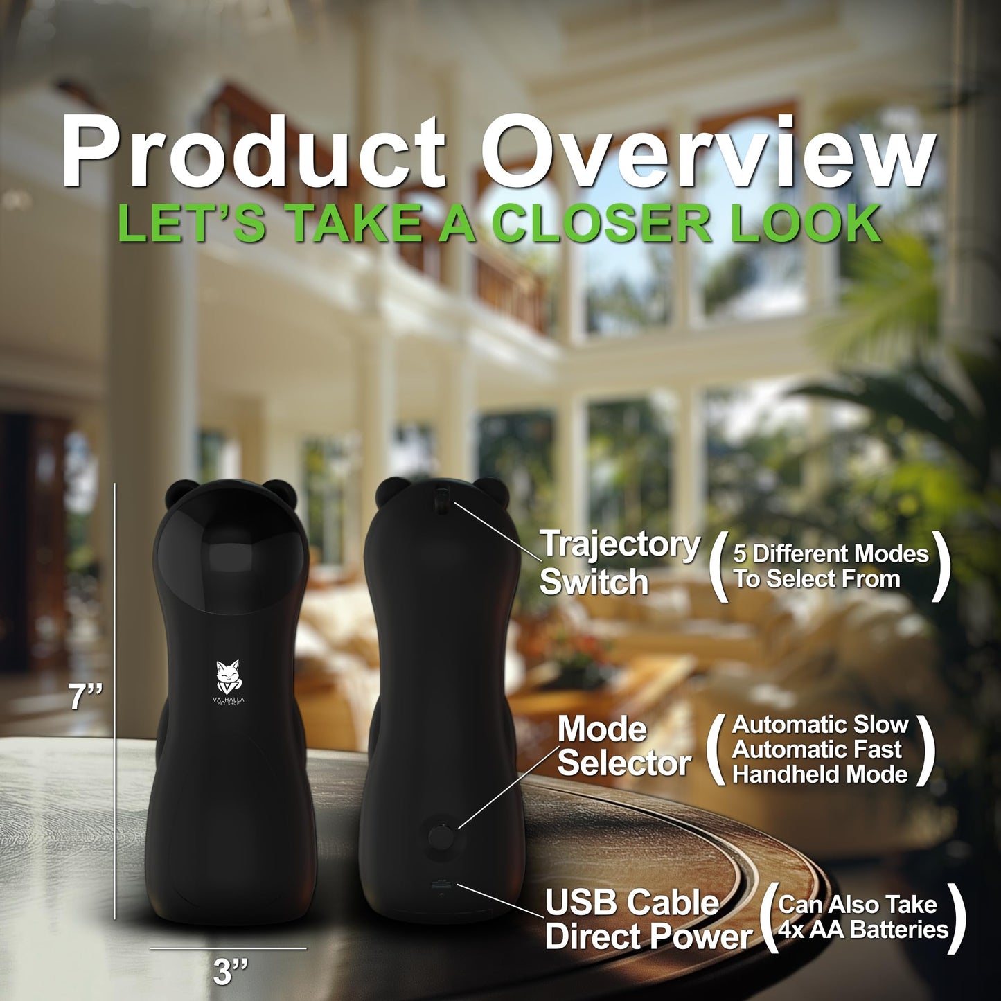 Valhalla Pet Shop Automatic Cat Laser Toy, Interactive Laser Cat Dog Toys, Indoor Cat Toys, Rare 2025 Black Model, Multiple Trajectories, High & Low Speed for Cats Dogs & Kittens, USA Retailer
