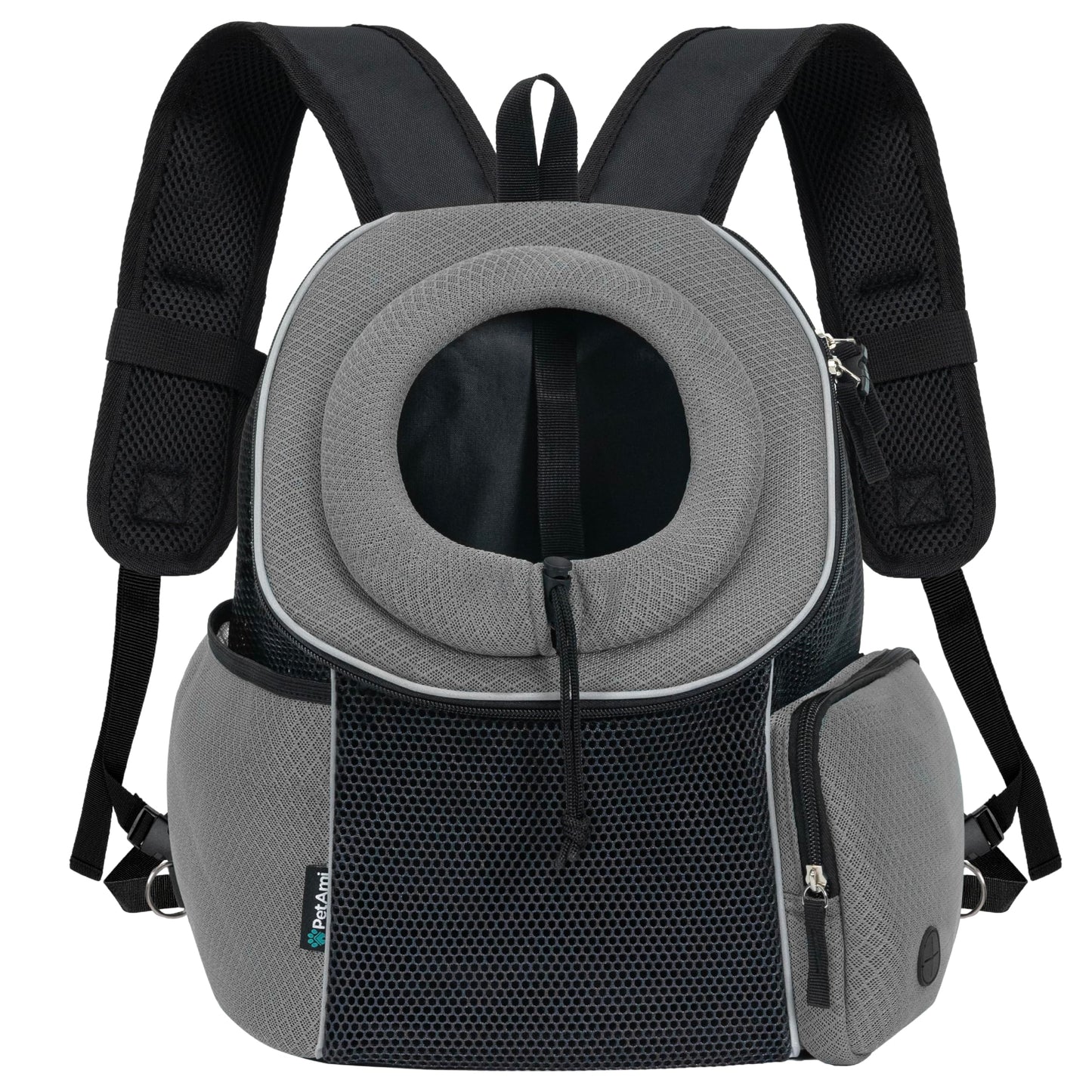 PetAmi Dog Front Carrier Backpack, Extra Ventilated Adjustable Pet Cat Chest Carrier Backpack, Small Dog Carrier for Hiking Camping Travel, Medium Dog Puppy Large Cat Carrying Bag, Max 10 lbs, Grey