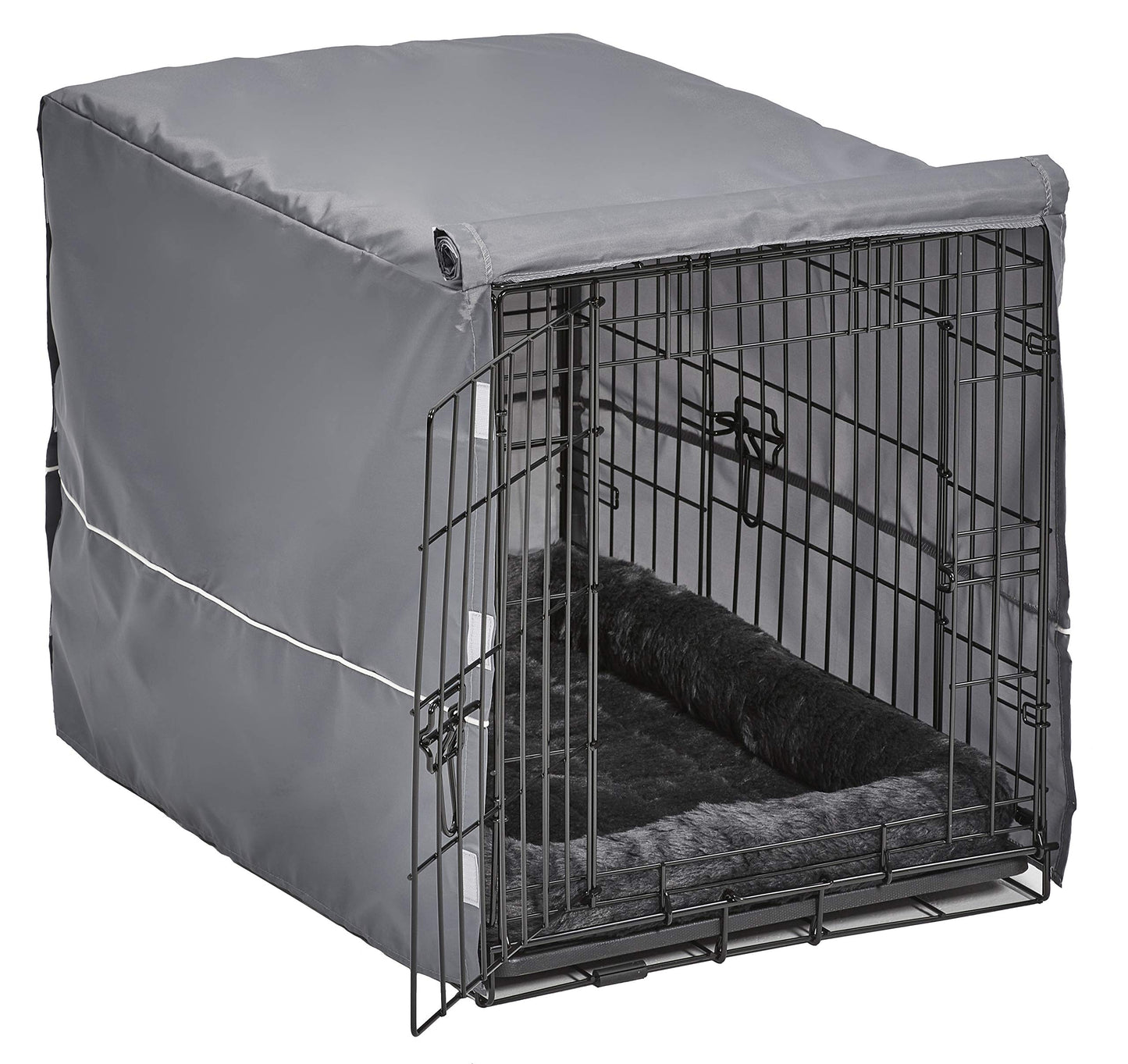 MidWest Homes for Pets Double Door Dog Crate Kit Includes One Two-Door Matching Gray Bed & Crate Cover, 30-Inch Kit Ideal for Medium Dog Breeds