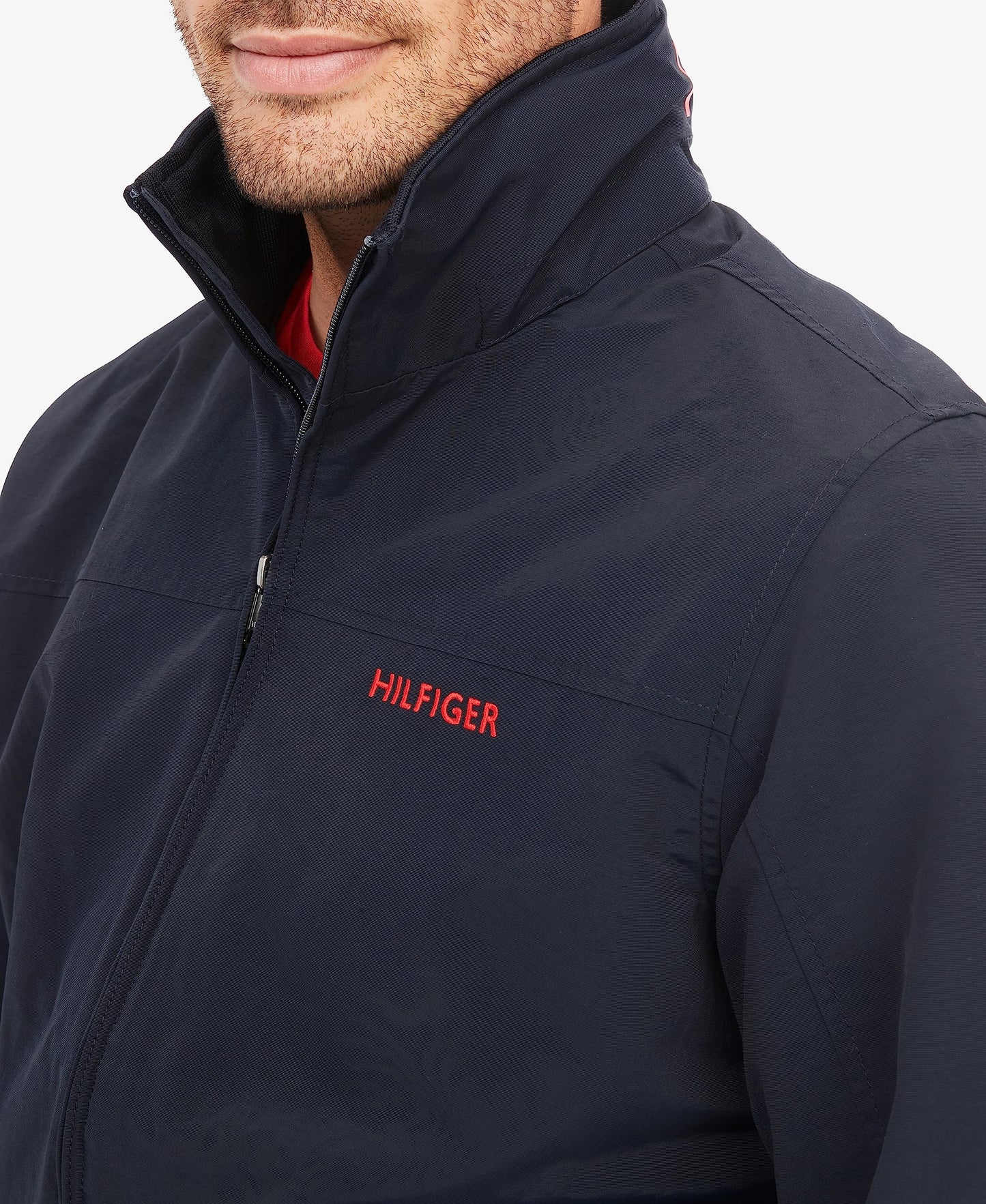 Tommy Hilfiger Men's Lightweight Waterproof Regatta Bomber Jacket, Sustainable Desert Sky, MEDIUM