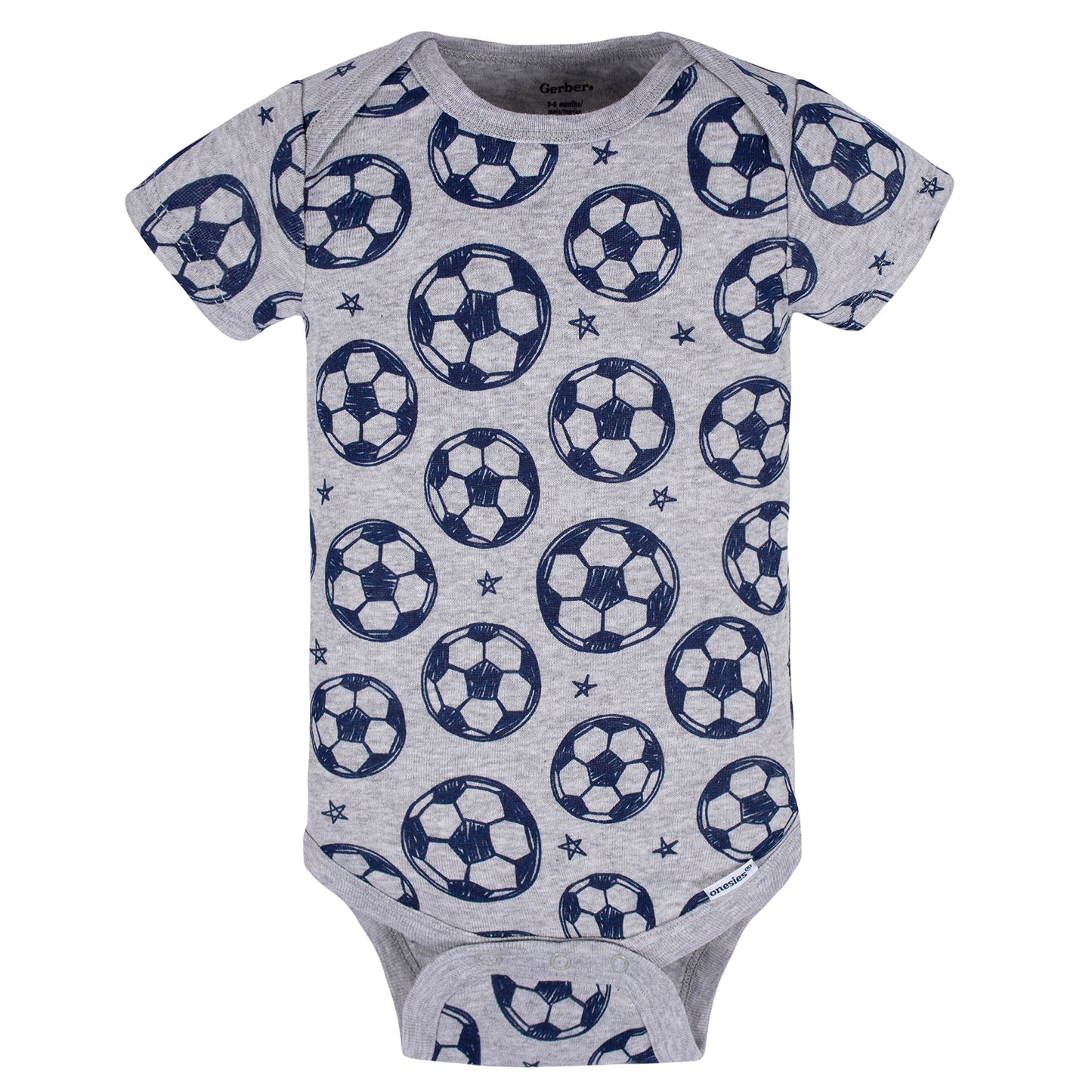 Gerber Baby Boy's 8-Pack Short Sleeve Onesies Bodysuits, Sports Blue White, 0-3 Months