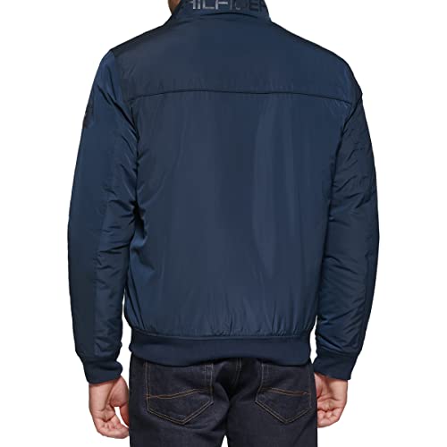 Chaqueta bomber Tommy Hilfiger Performance con efecto memoria sintética para hombre, azul marino, talla mediana