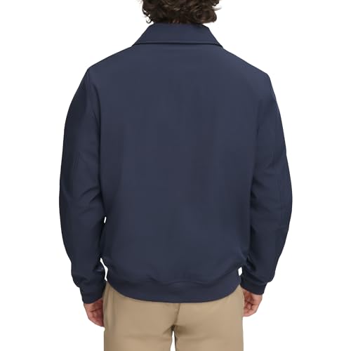 Chaqueta bomber ligera de punto acanalado Tommy Hilfiger para hombre, softshell medianoche con cuello doblado, talla mediana
