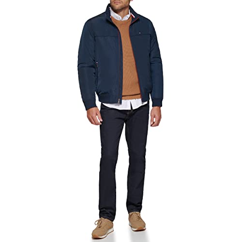 Chaqueta bomber Tommy Hilfiger Performance con efecto memoria sintética para hombre, azul marino, talla mediana