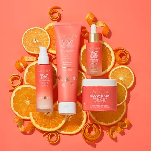Pacifica Beauty Glow Daily Face Cleanser, Exfoliating, Vitamin C, AHA, Vanilla, For All Skin Types, Sulfate and Paraben Free, Vegan and Cruelty Free, 5 Oz