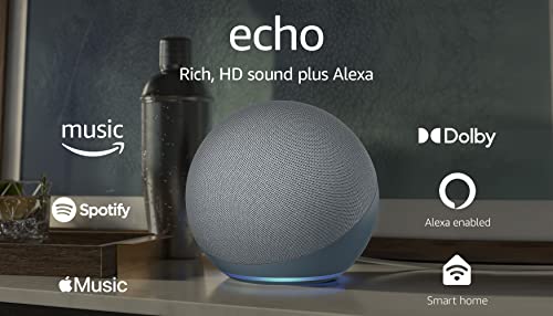 Amazon Echo (newest model), With premium sound, smart home hub, and Alexa, Twilight Blue