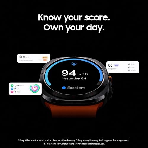 SAMSUNG Galaxy Watch Ultra 47mm LTE AI Smartwatch w/Energy Score, Wellness Tips, Heart Rate Tracking, Sleep Monitor, Fitness Tracker, GPS, 2024,Titanium Gray [US Version, 1Yr Manufacturer Warranty]
