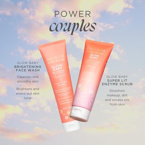 Pacifica Beauty Glow Daily Face Cleanser, Exfoliating, Vitamin C, AHA, Vanilla, For All Skin Types, Sulfate and Paraben Free, Vegan and Cruelty Free, 5 Oz