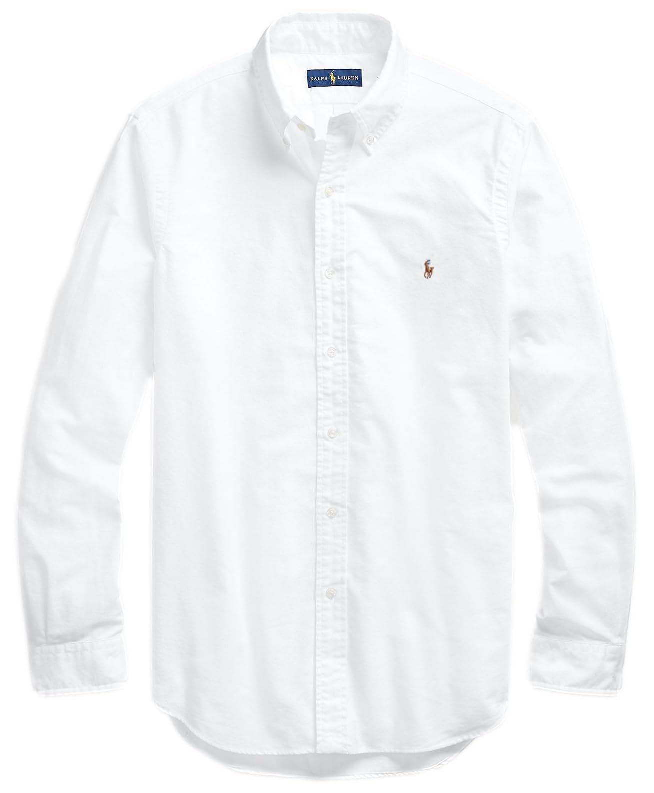 POLO RALPH LAUREN Men's Long Sleeve Oxford Button Down Shirt (XL, NewWhite)