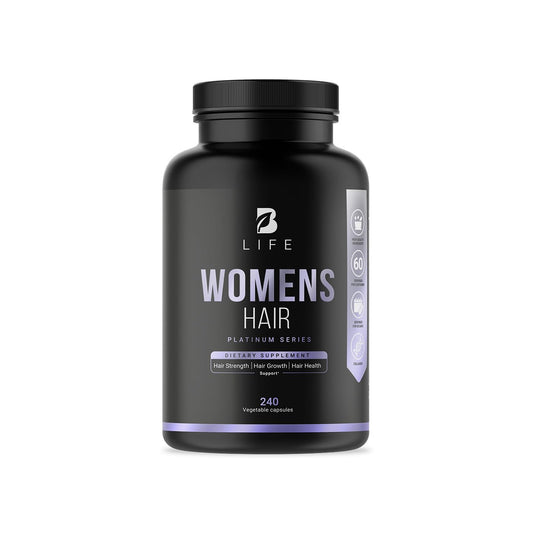 Women's Hair Growth Supplement with Natural Ingredients: Biotin, Hydrolyzed Collagen I & III and Amino Acids | 240 Caps - 60 Days - 10,000 mcg Biotin per Serving | Made in The USA by B Life.