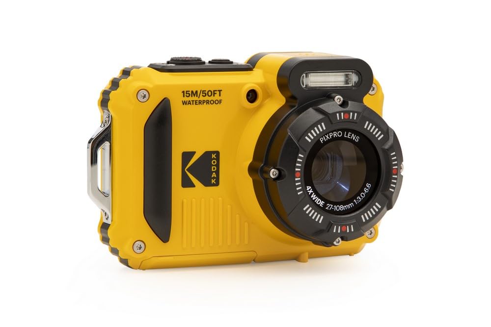 KODAK PIXPRO WPZ2 Rugged Waterproof Shockproof Dustproof WiFi Digital Camera 16MP 4X Optical Zoom 1080P Full HD Video Vlogging Camera 2.7" LCD (Yellow)