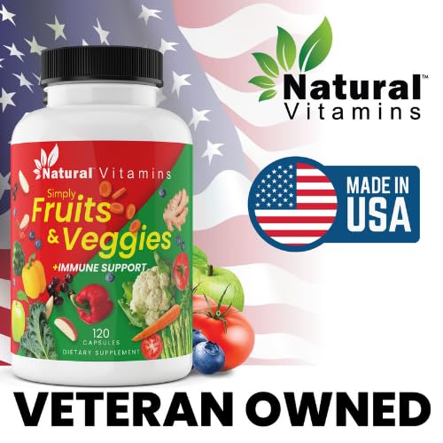 Natural Vitamins Immune Support Multivitamin with Fruits & Veggies - Complete Daily Health Support - Antioxidant-Rich, Packed with Vitamins and Minerals - Naturally Enhances Immunity