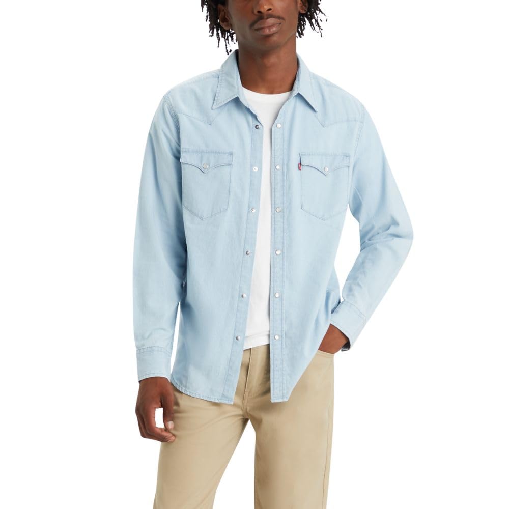 Levi's Men's Classic Western Shirt (Also Available in Big & Tall), (New) Evergreen Lt Chambray