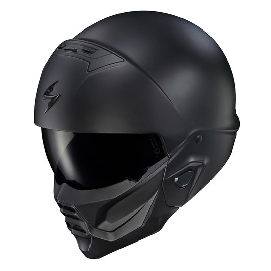 ScorpionEXO Covert 2 Open Face 3/4 Full Mode Motorcycle Helmet Bluetooth Ready Speaker Pockets Interchangeable Mouth Cover DOT Approved Solid (Matte Black - XL)