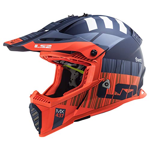 LS2 Helmets Gate Xcode Full Face Helmet (Matte Fluo Orange Blue - 2X-Large)
