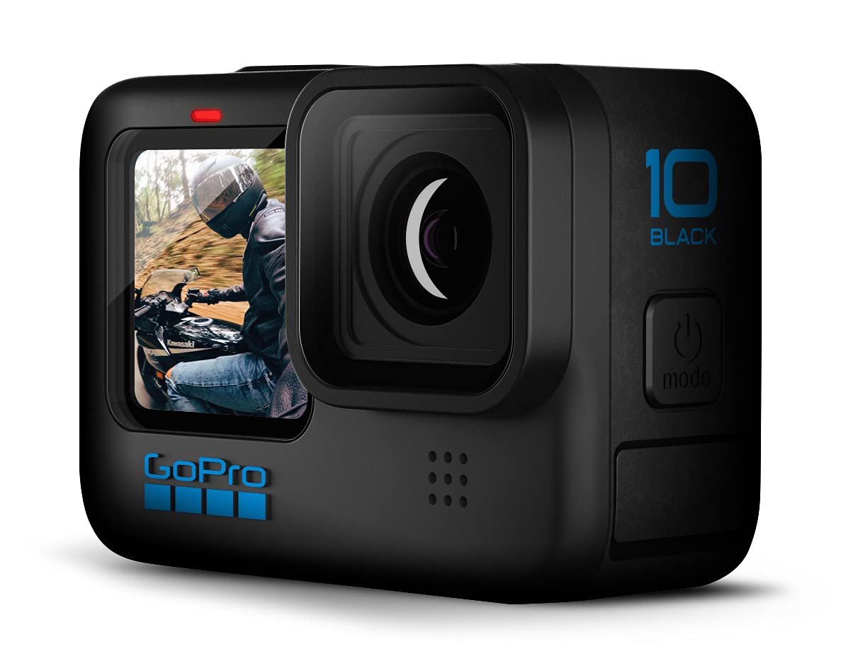 GoPro HERO10 Black - Waterproof Action Camera with Front LCD and Touch Rear Screens, 5.3K60 Ultra HD Video, 23MP Photos, 1080p Live Streaming, Webcam, Stabilization (Renewed)