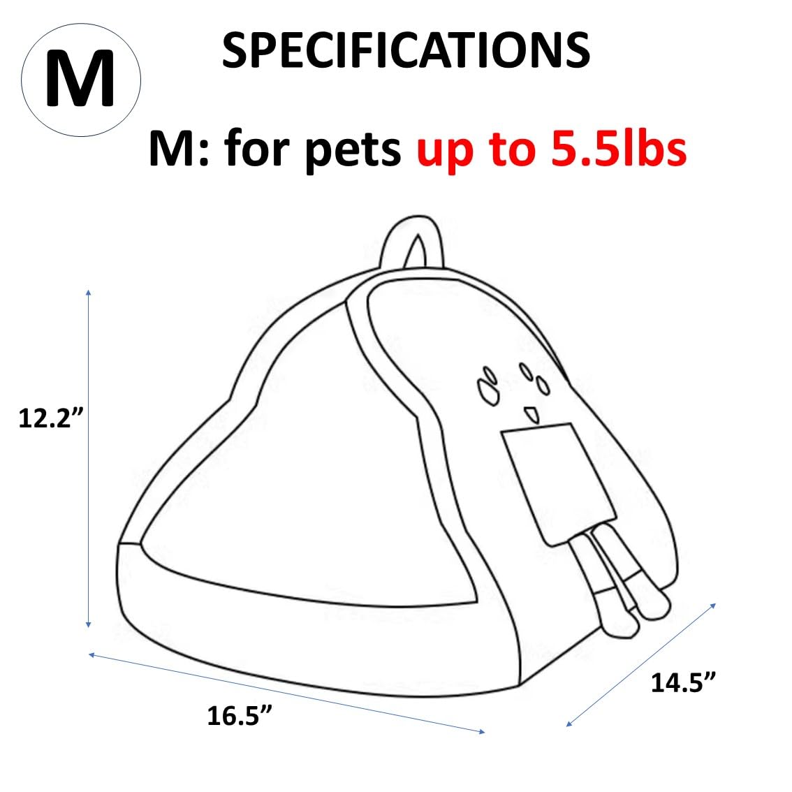 Portable Pet Cave for Puppy Kitten Cute Toast Design for Small Pets Cosy Cuddler (M:up to 5.5lbs)