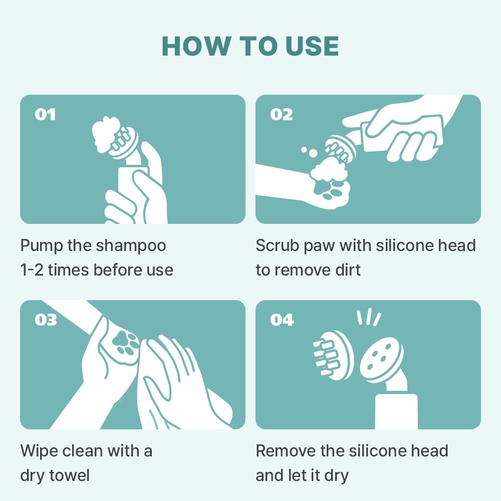[PETHROOM] No-Rinse Paw Cleaner for Dogs & Cats | Portable, Quick Drying & Non-Sticky | Puppy Paw Washer with Soft Silicone Bristle | Deodorizing, Moisturizing, Allergy-Free Fragrance 2.87 fl oz.