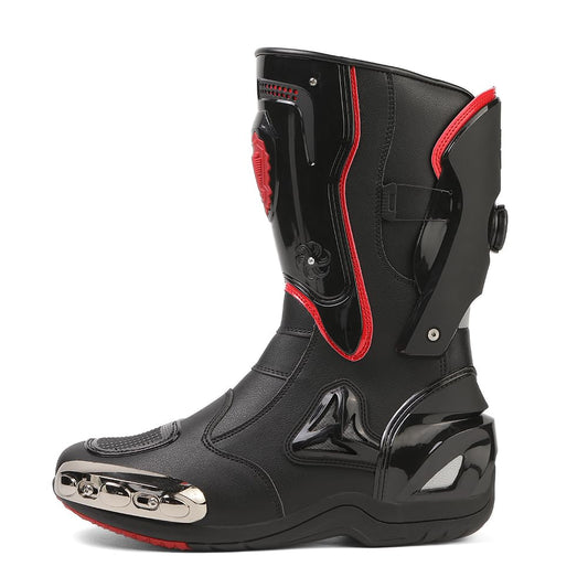 Zeozoom Motorcycle Riding Boots Motorcycle Leather Boots for Women and Men Protection Anti Slip Racing Sports (Black, Adult, Men, 5, Numeric, US Footwear Size System, Medium)