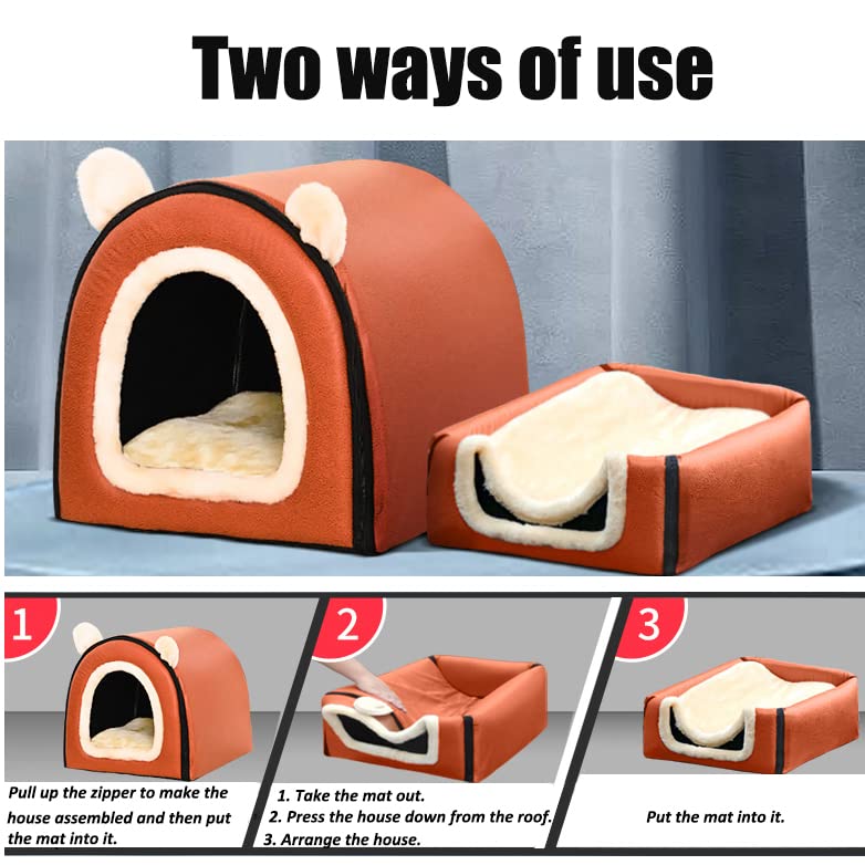 Dog Bed,2 Ways to Use,Indoor Pet House with Fluffy Mat,Removable and Washable Cover,Splash-Proof House and Non-Slip Bottom,for Large Dogs(2XL Star)