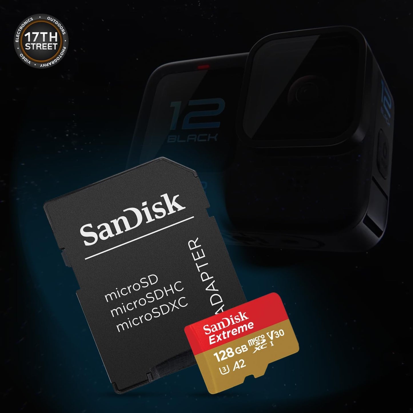 GoPro HERO12 Black 4K Camera with Hypersmooth Stabilization, and Waterproof Ultra-Rugged Design, Bundle with Extra Enduro Rechargeable Li-Ion Battery and SanDisk 128GB Extreme Memory Card