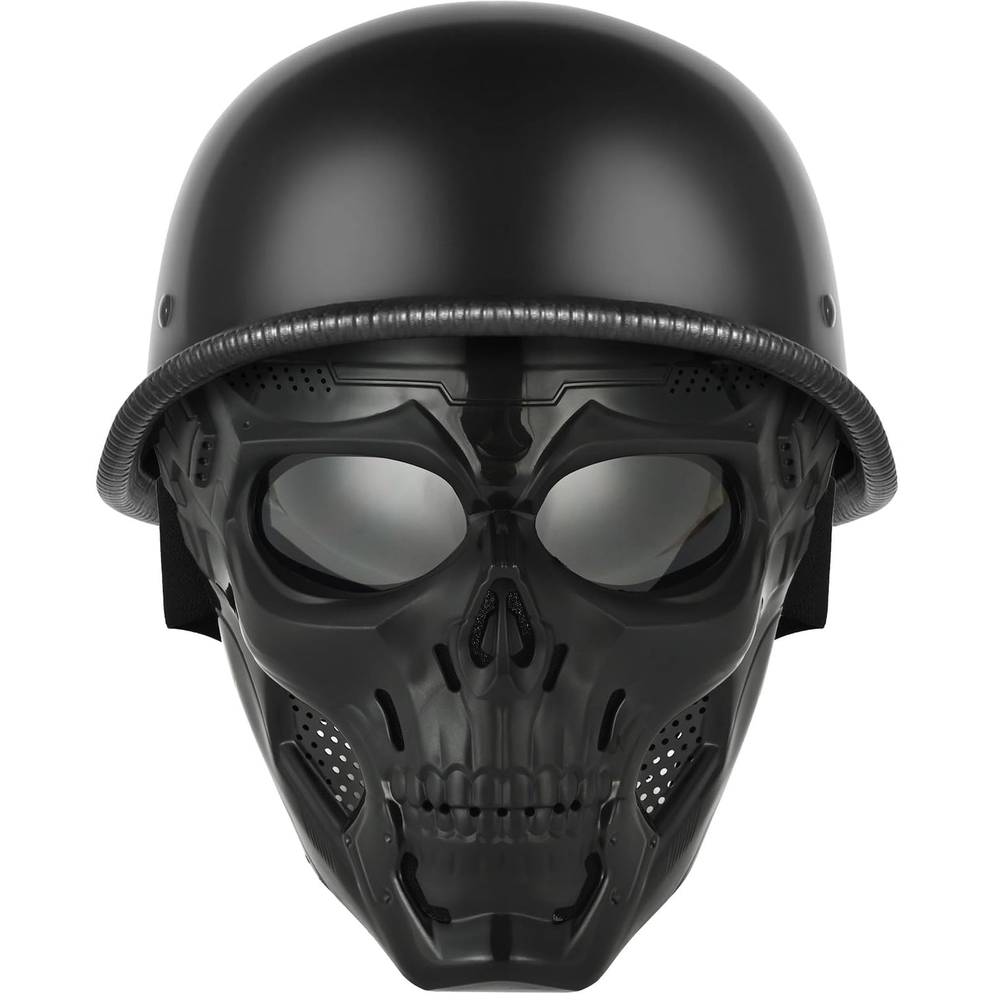 Motorcycle Helmet German Style Half Helmet Skull Cap Adult Men Women Half Shell Helmet, DOT Approved Retro Half Face Helmet for Cruiser Scooter Chopper (3Matt Black,X-Large)
