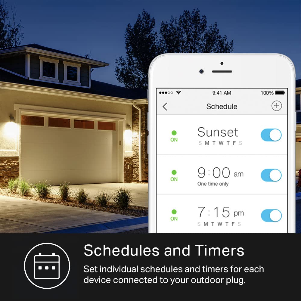 Kasa Apple HomeKit Outdoor Smart Plug, 2 Sockets, IP64 Weather Resistance for Outdoor String Lights, Compatible with Siri, Alexa & Google Home, Long Wi-Fi Range, 2.4G Wi-Fi Only, ETL Certified (EP40A)