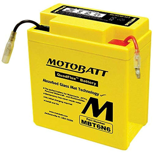 MotoBatt DB Electrical MBT6N6 Battery for Motobatt Battery 6Ah,Honda,Kawaski, Yamaha CA200 CB100 Super Sport CB125S CL100 Scrambler MT125 MT250 KE100A KE125A KL250 DT175 DT250 XT250 XT500, S90 Large