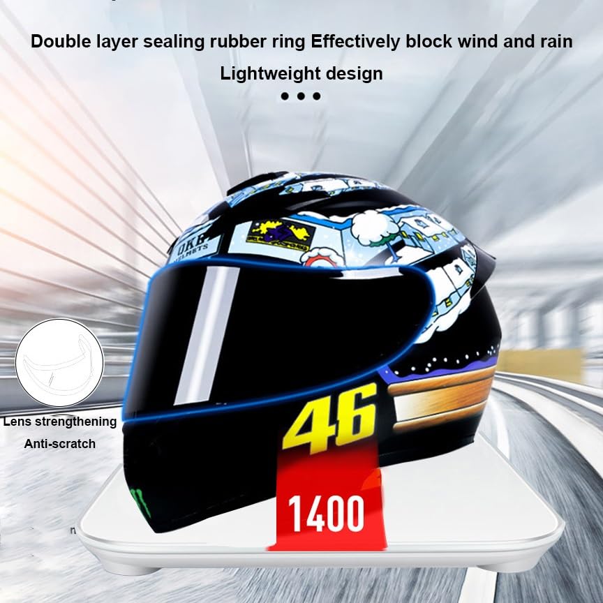 Bluetooth Full Face Motorcycle Helmet, DOT Approved Integrated Helmet, Built-in Dual Speaker with Microphone, Multiple Vents Motorbike Helmet Street Bike Helmet for Adults Men and Women S~XXXL(L,Small
