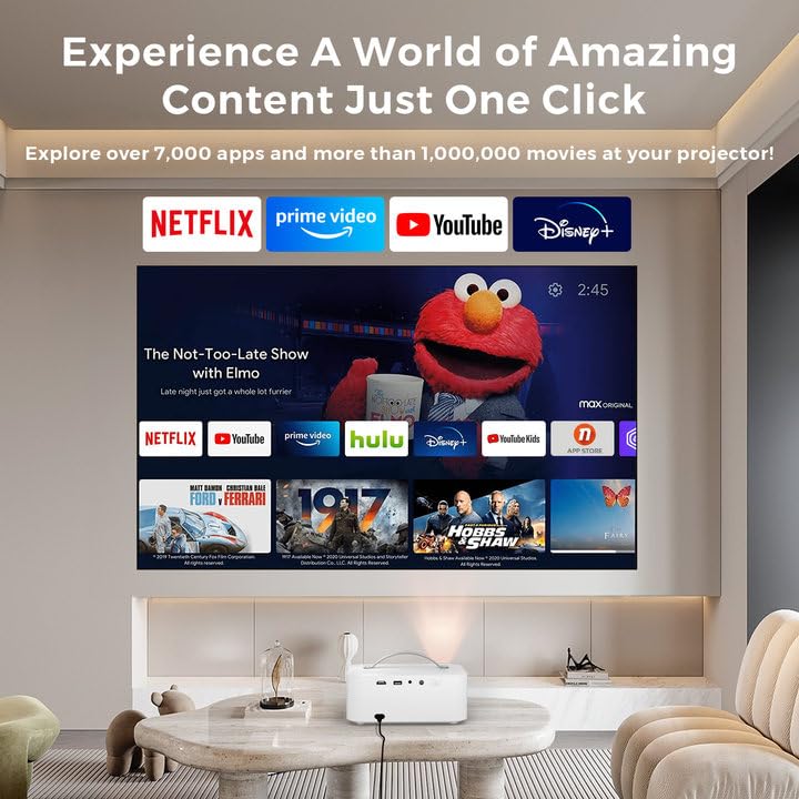 [Netflix-Licensed&Dolby Audio]Projector-4K with WiFi 6&Bluetooth, Lisowod Native 1080P 800ANSI Outdoor Portable-Projector, Electric Focus 4D/4P Keystone Smart Projector with Netflix/YouTube/PrimeVideo
