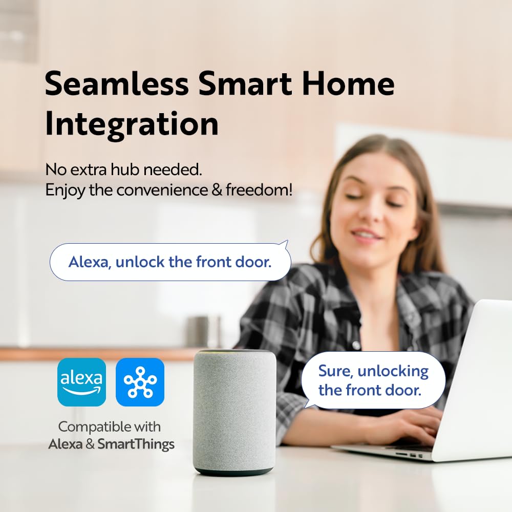 Solity No-Hub Smart Digital Door Lock, Designed in Korea, Keyless Entry, Wi-Fi, Remote Control, Touchscreen Keypad, Auto Lock, IP54 Waterproof GT10K Keypad (Satin Nickel)