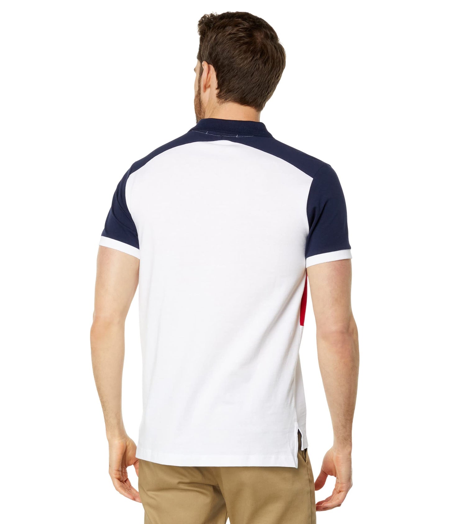 U.S. Polo Assn. Slim Fit Chest Stripe Color-Block Polo White MD