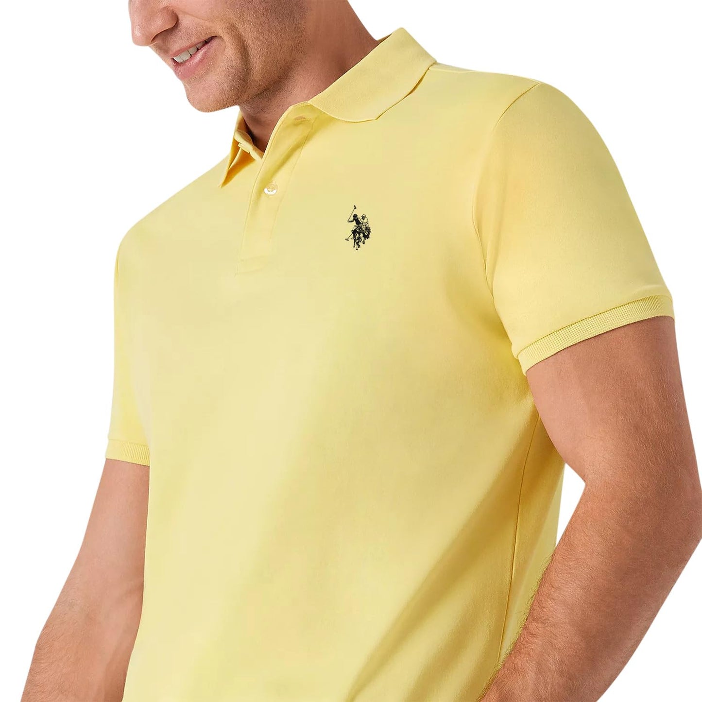 U.S. Polo Assn. Men's Solid Polo with Small Pony, Lemon Frost/Classic Navy, X-Large