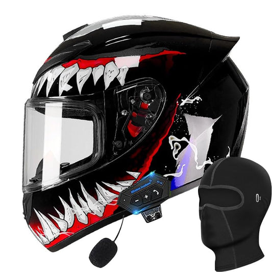Bluetooth Full Face Motorcycle Helmet, DOT Approved Integrated Helmet, Built-in Dual Speaker with Microphone, Multiple Vents Motorbike Helmet Street Bike Helmet for Adults Men and Women S~XXXL(L,Small