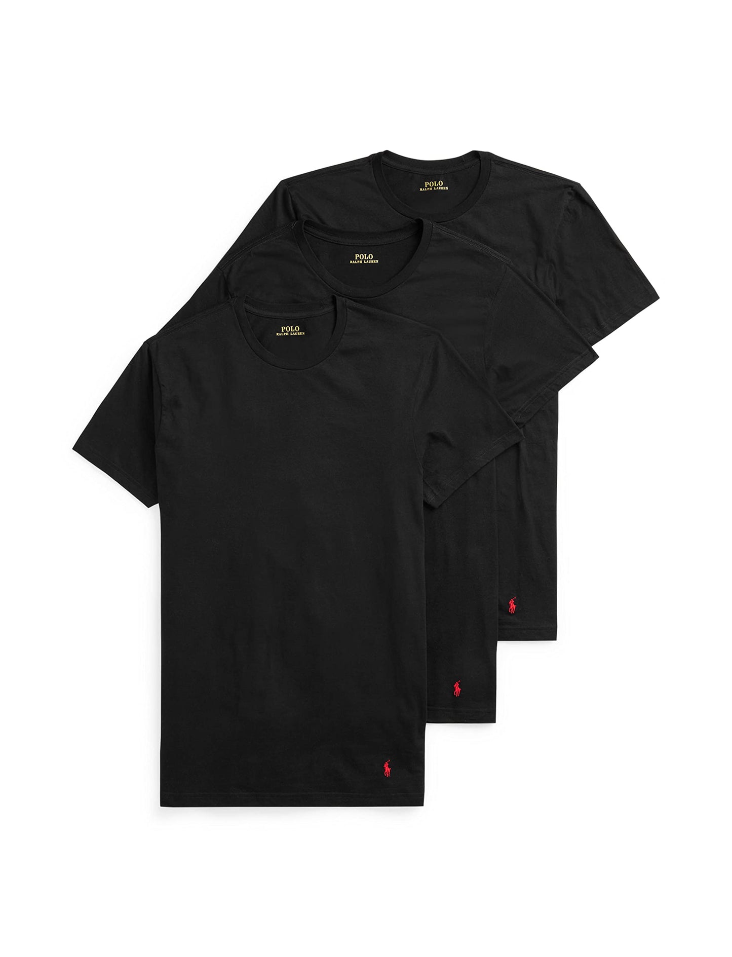 POLO RALPH LAUREN Classic Fit Undershirt w/Wicking 3-Pack Crews 3 Black/Rl2000 Red Pp MD