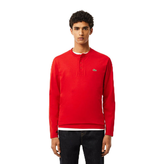 Lacoste Mens Long Sleeved Cotton Jersey T-Shirt, RED, 5