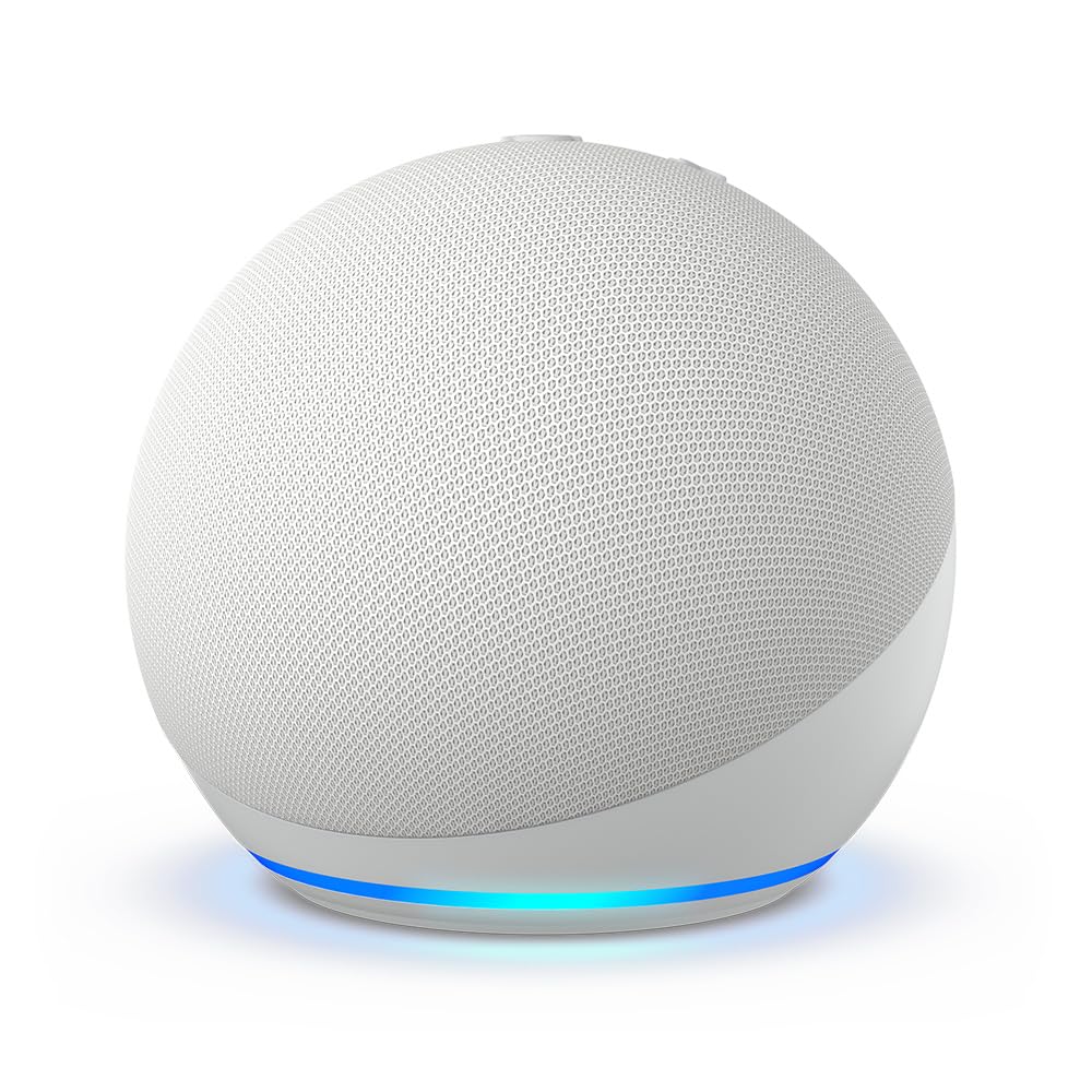 Amazon Echo Dot (newest model), With bigger vibrant sound, helpful routines and Alexa, Glacier White