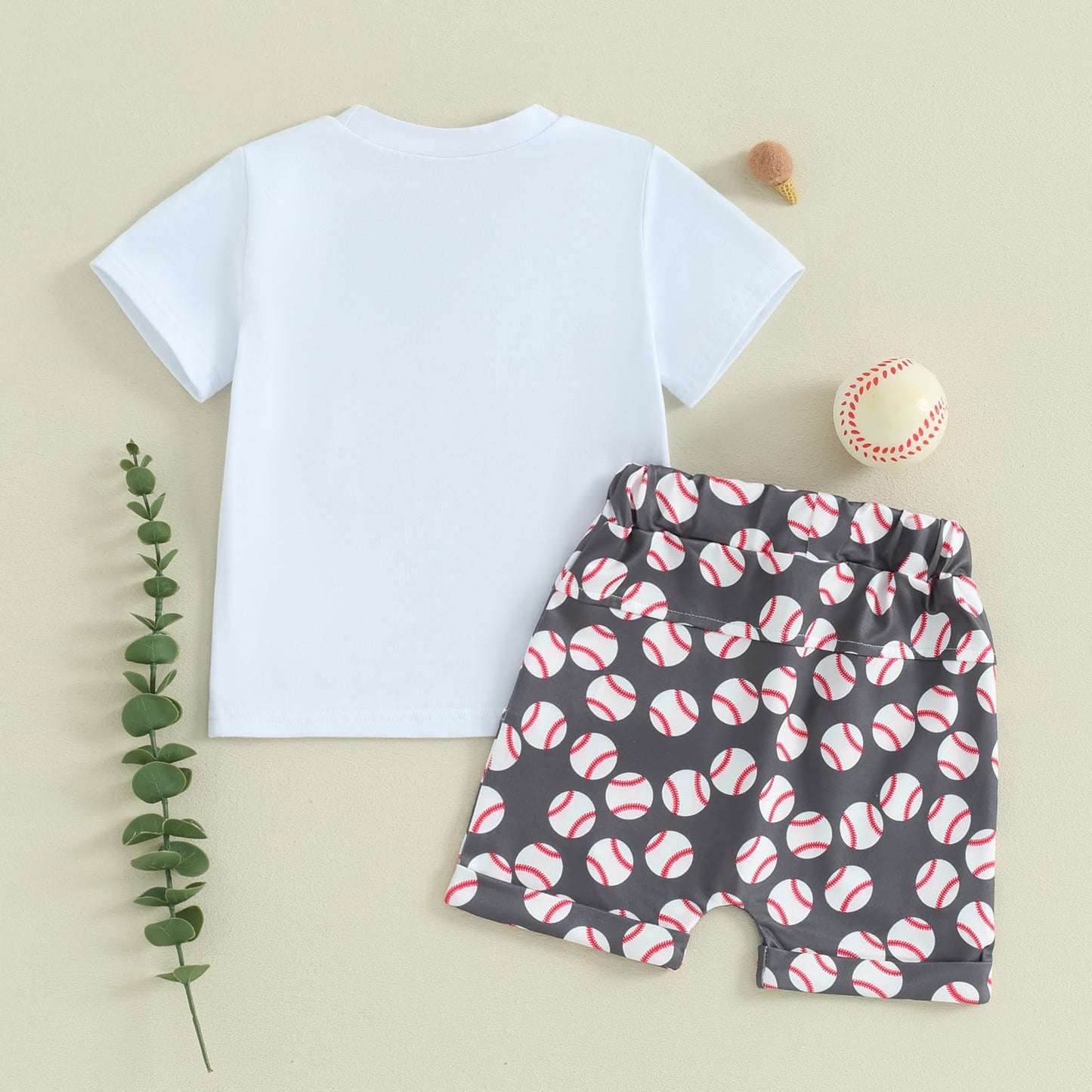 Dewadbow Toddler Boy Girl Baseball Clothes Letter Print Short Sleeve Tshirt Top Baseball Shorts Set Kids Casual Summer Outfit (White Little Brother Biggest Fan, 6-12 Months)