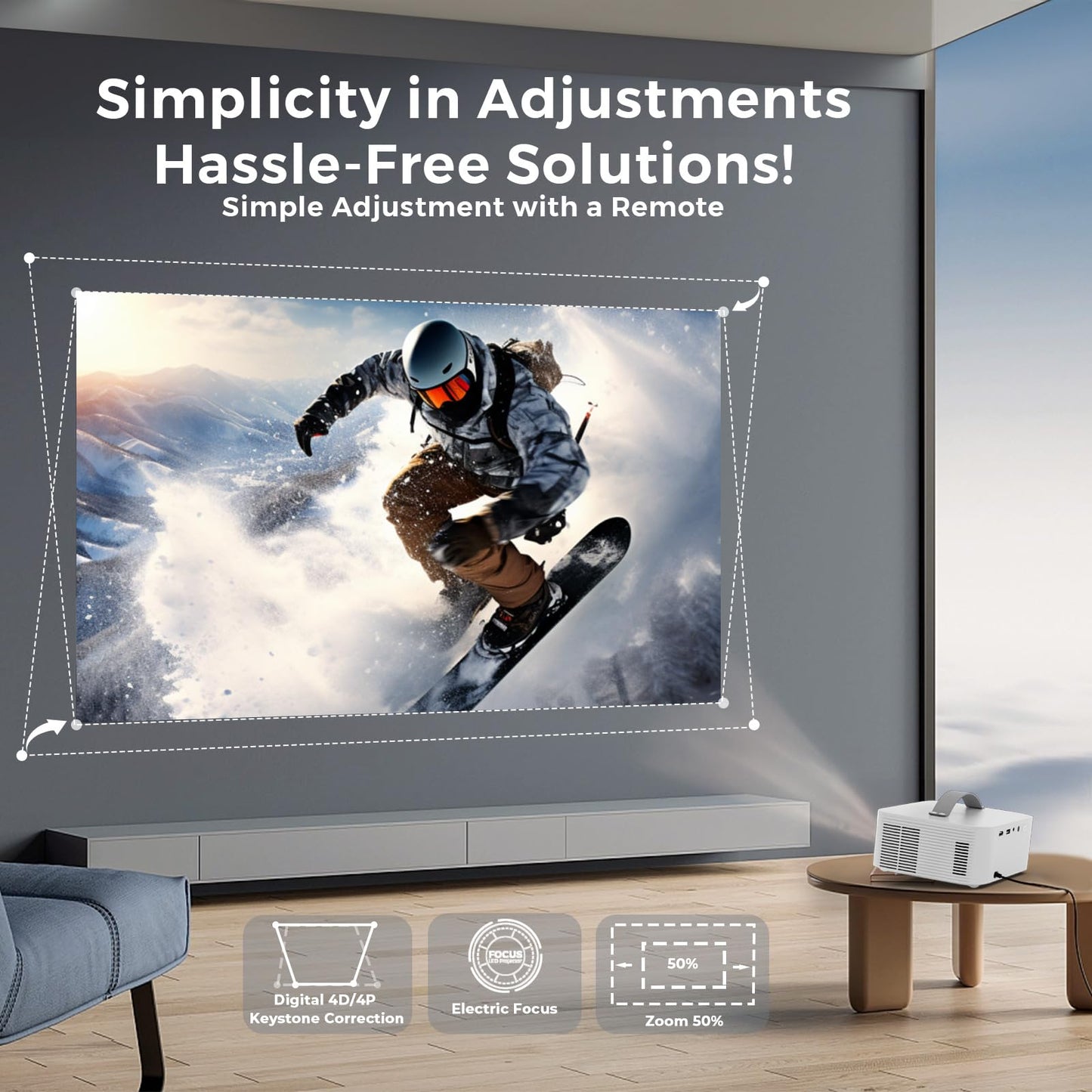 [Netflix-Licensed&Dolby Audio]Projector-4K with WiFi 6&Bluetooth, Lisowod Native 1080P 800ANSI Outdoor Portable-Projector, Electric Focus 4D/4P Keystone Smart Projector with Netflix/YouTube/PrimeVideo