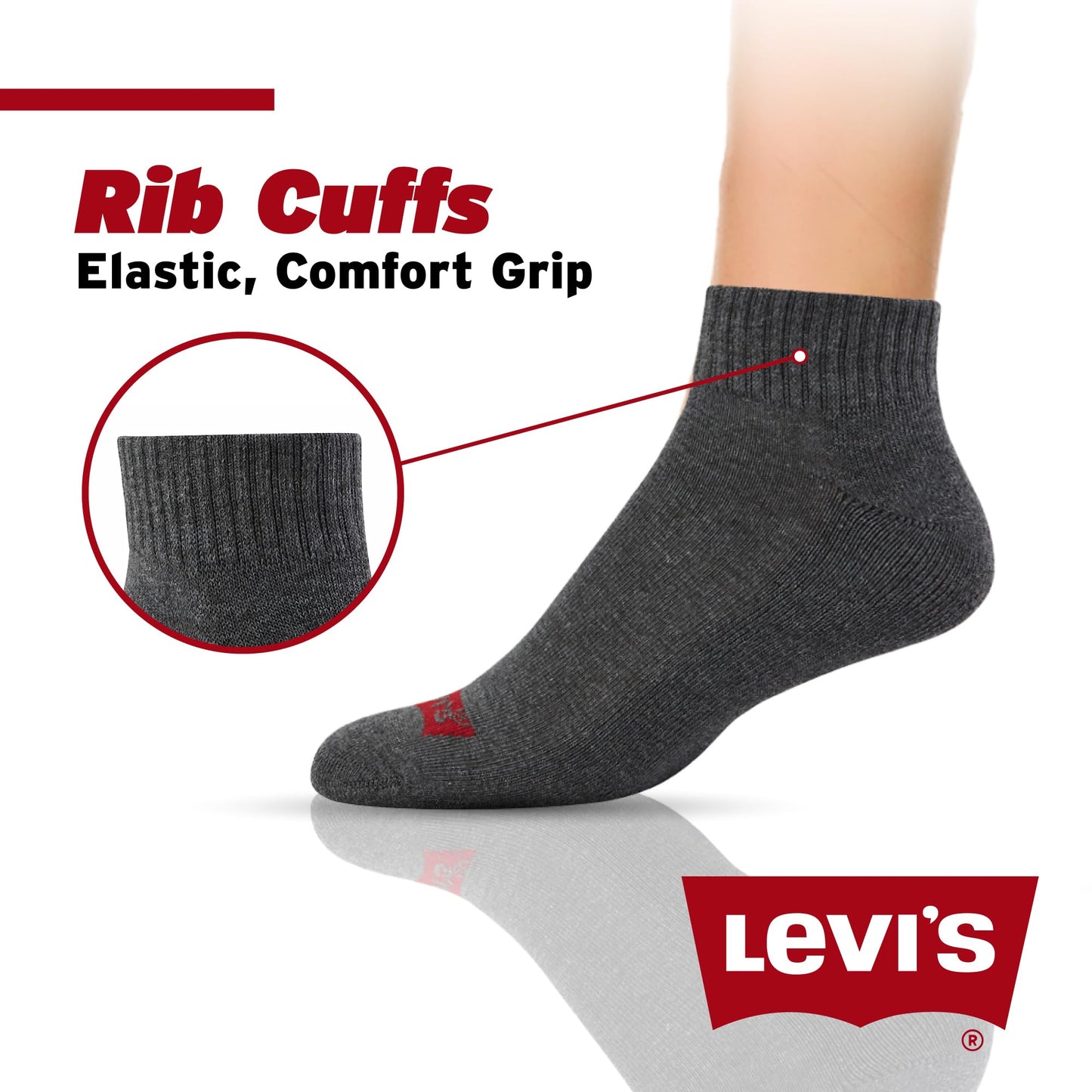 Levi's Mens Socks 8 Pairs Crew Low Cut No Show Quarter Ankle Socks for Men Premium Athletic Men's Socks Size 9-18