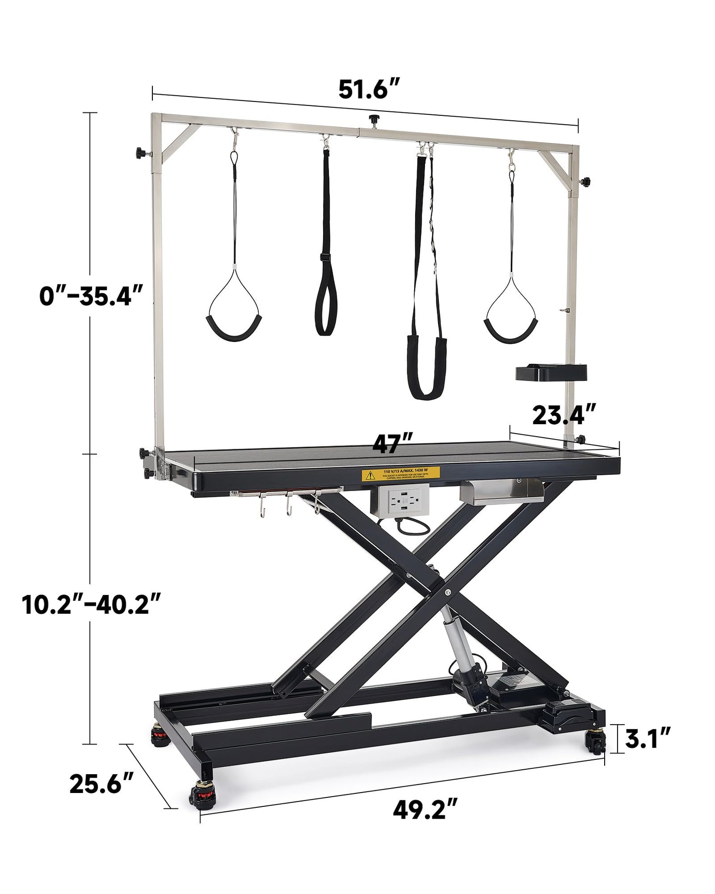 CO-Z Electric Dog Grooming Table, 50" Heavy Duty Pet Grooming Table with Height Adjustable Leveling Wheels 4 Nooses Tool Organizer, Large Dog Grooming Station for Pets Bathing Drying, 240lb Cap, Black