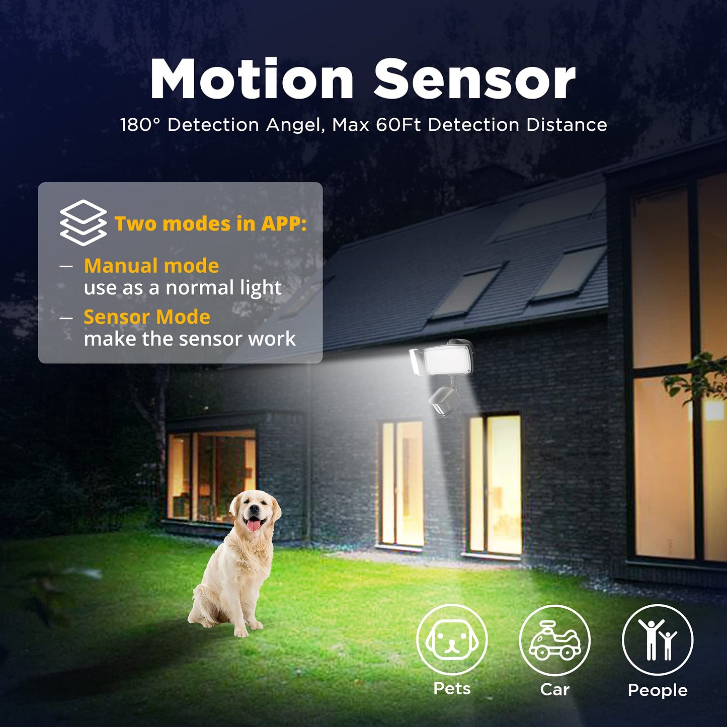 UME Smart WiFi LED Security Light Motion Sensor Outdoor, Work with Alexa/Google/SmartThings, 3000LM,2700-6500K,Waterproof,Dusk to Dawn Flood Light with APP Control Perfect for Yard,Exterio