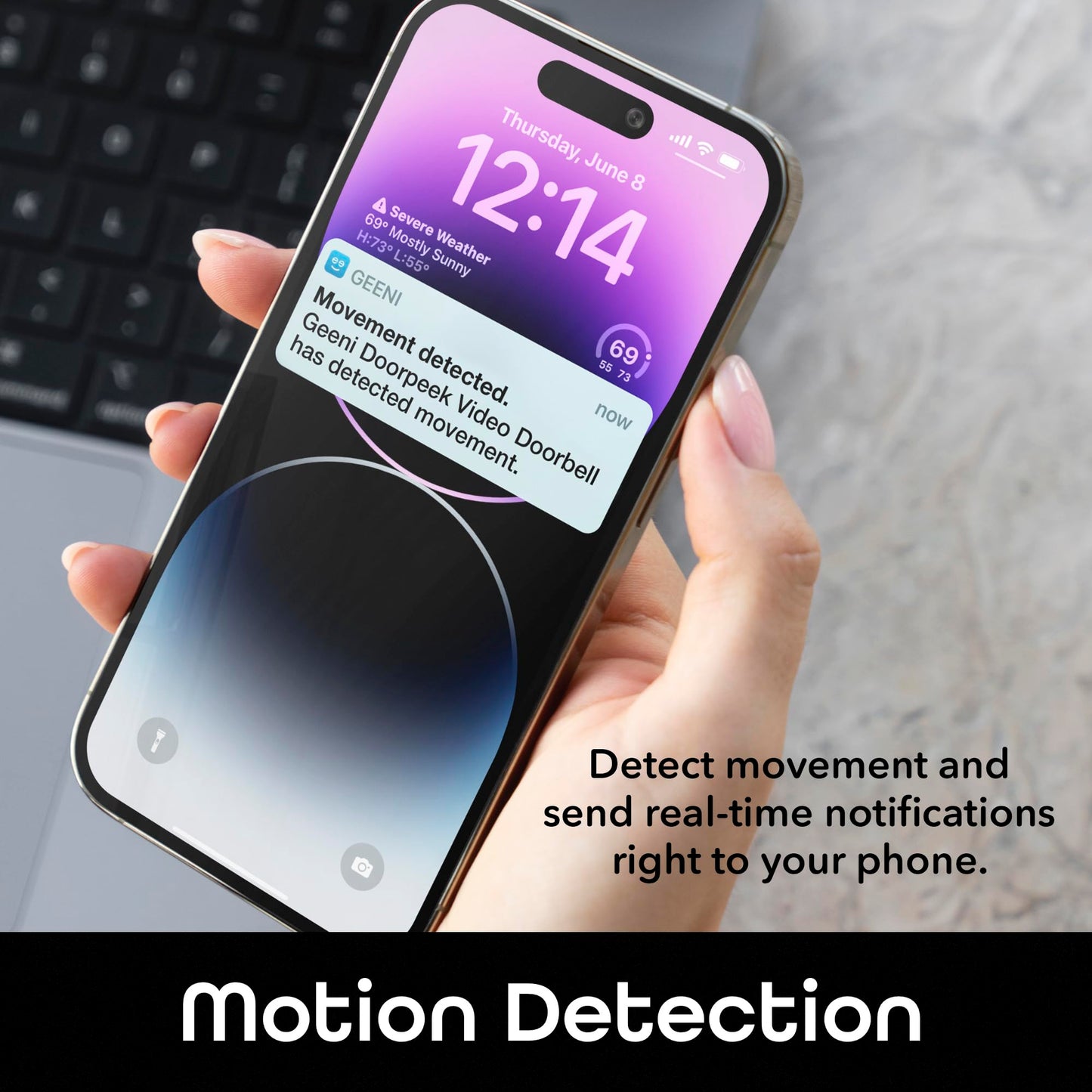 Geeni Smart Video Doorbell, 1080p HD, Motion Detection, Night Vision, Two-Way Audio, Weather-Resistant, Wired Installation, Alexa & Google Assistant Compatible, Wi-Fi Security Camera