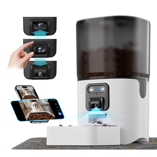 PAPIFEED Comedero automático para gatos con cámara, ángulo ajustable, WiFi 2.4G/App