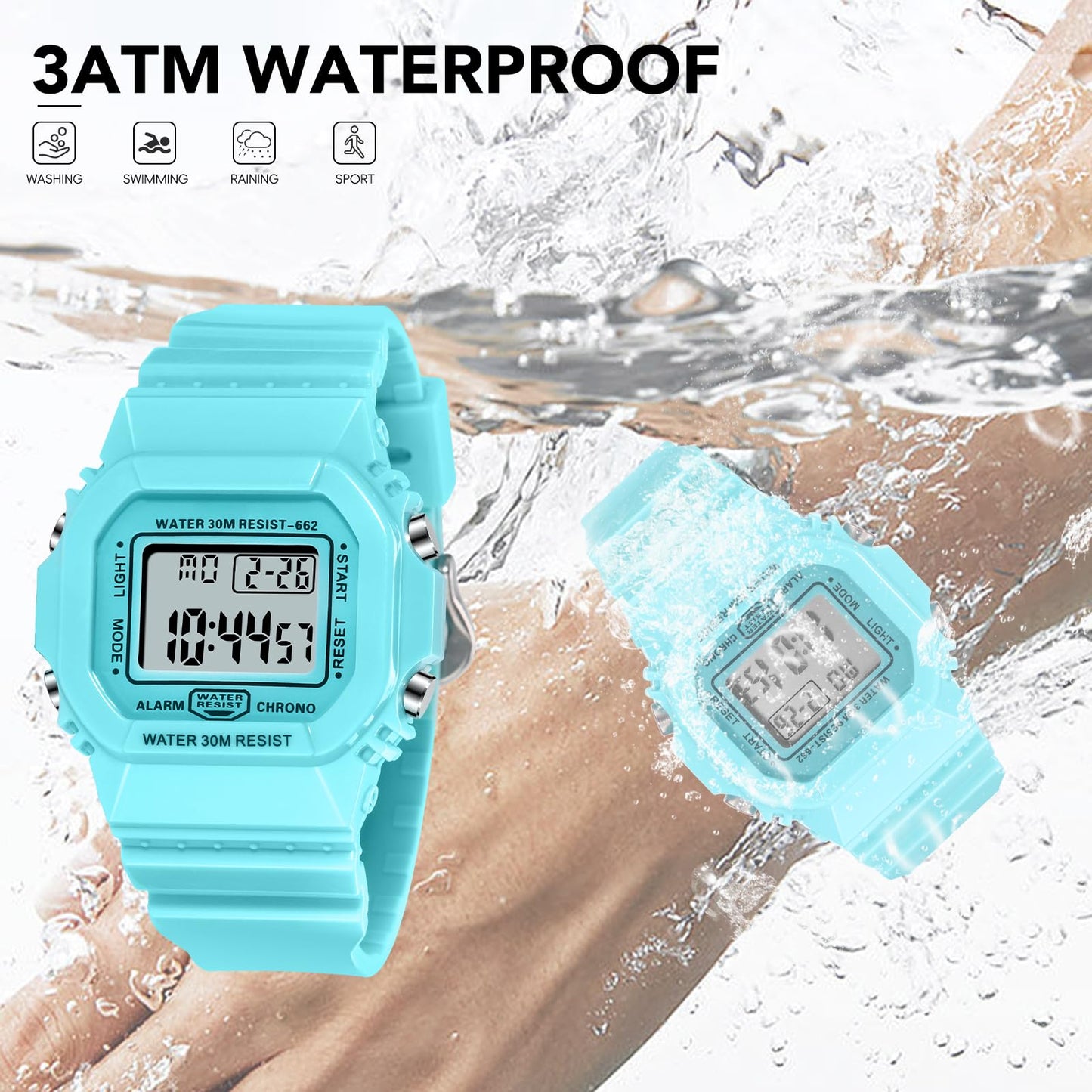 Digital Watch for Men Women Waterproof Outdoor Military Sports Timer Multifunctional Wristwatch Classic Design Easy to Set and Read Alarm Stopwatch Gift for Anniversary (662-Blue)