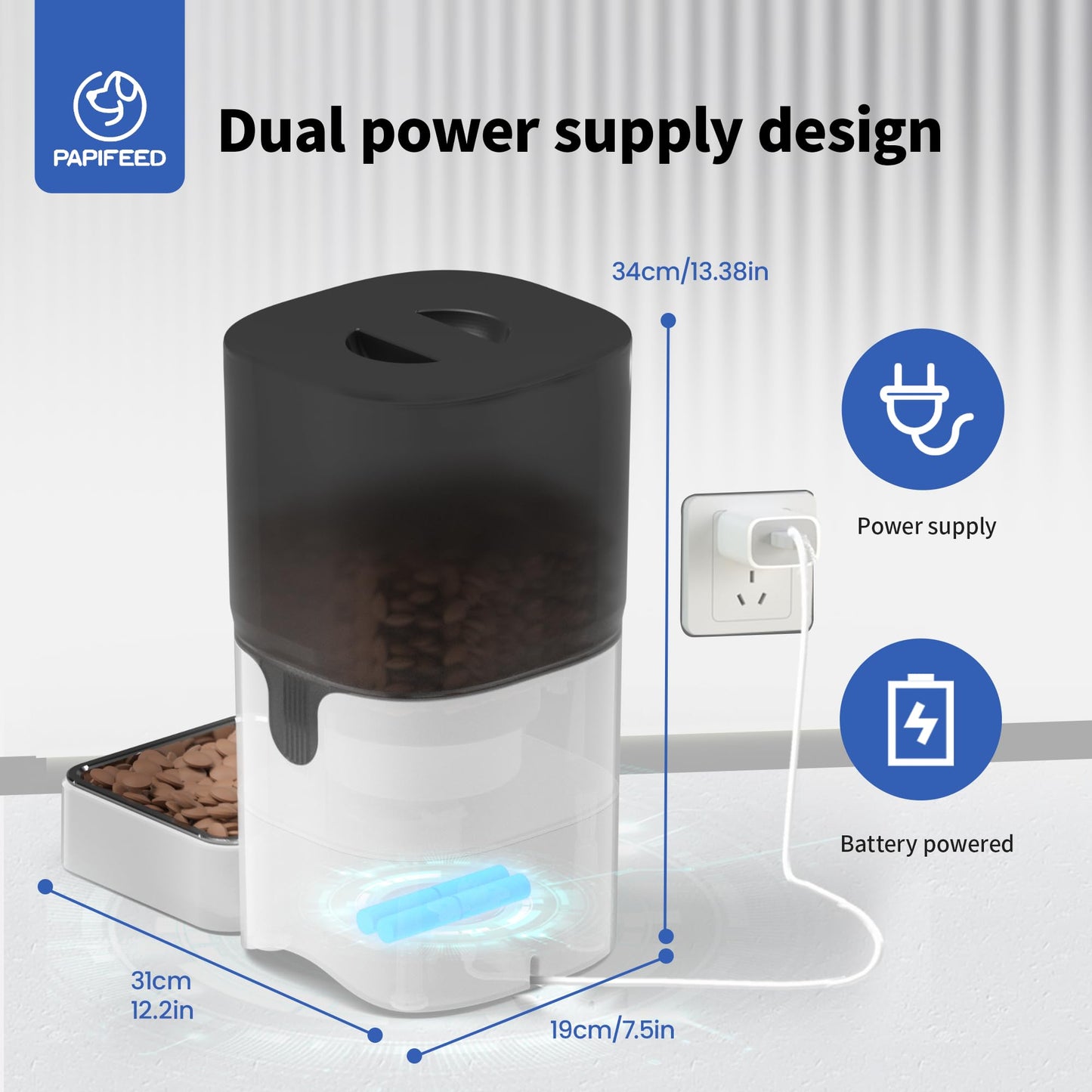PAPIFEED Comedero automático para gatos con cámara, ángulo ajustable, WiFi 2.4G/App