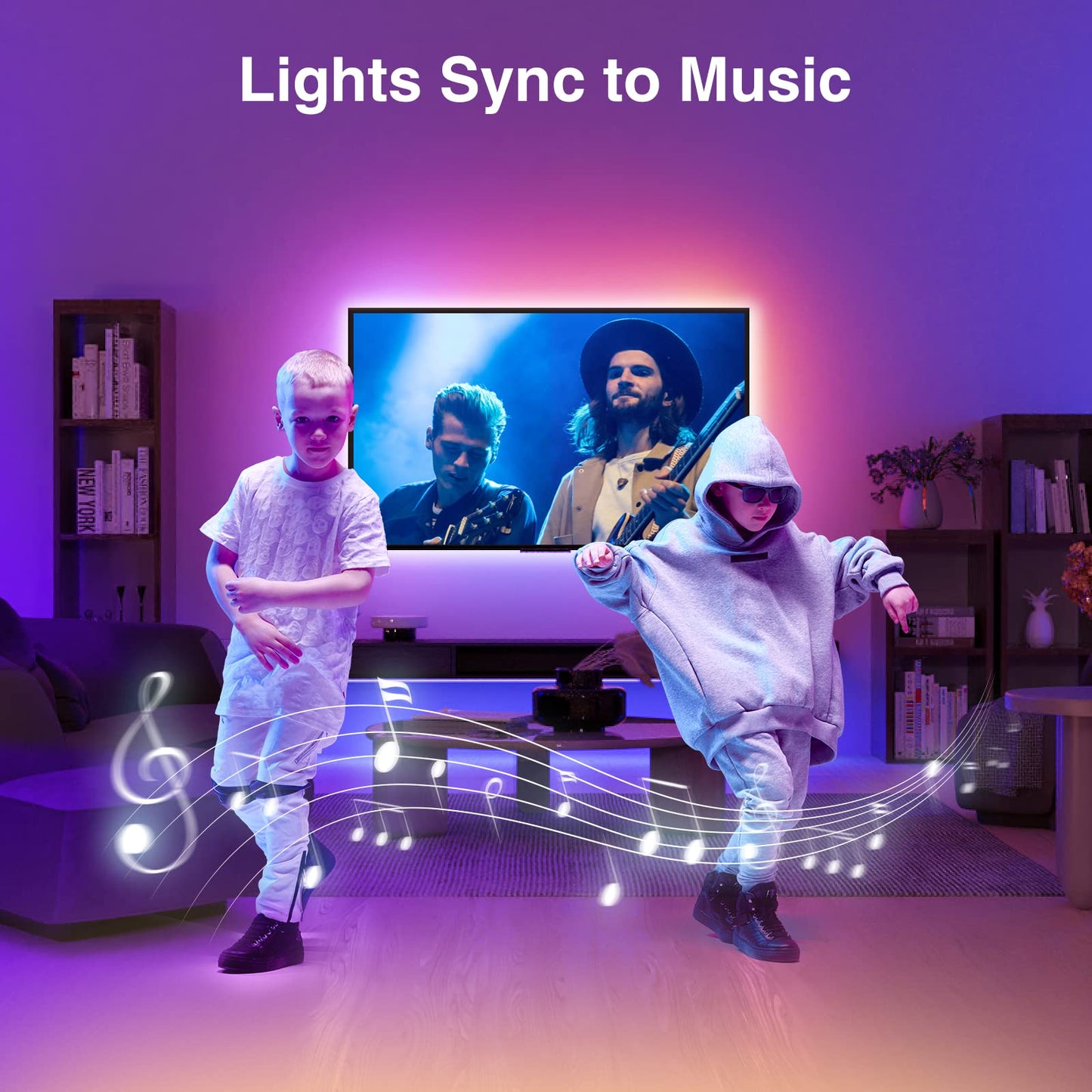 OHMAX Smart TV LED Backlight, 9.2ft Smart Home Lighting Compatible with Alexa & Google Assistant, App Remote Control, Music Sync 16 Million RGB Dimmable for 30-60in TV PC, 2.4Ghz WiFi