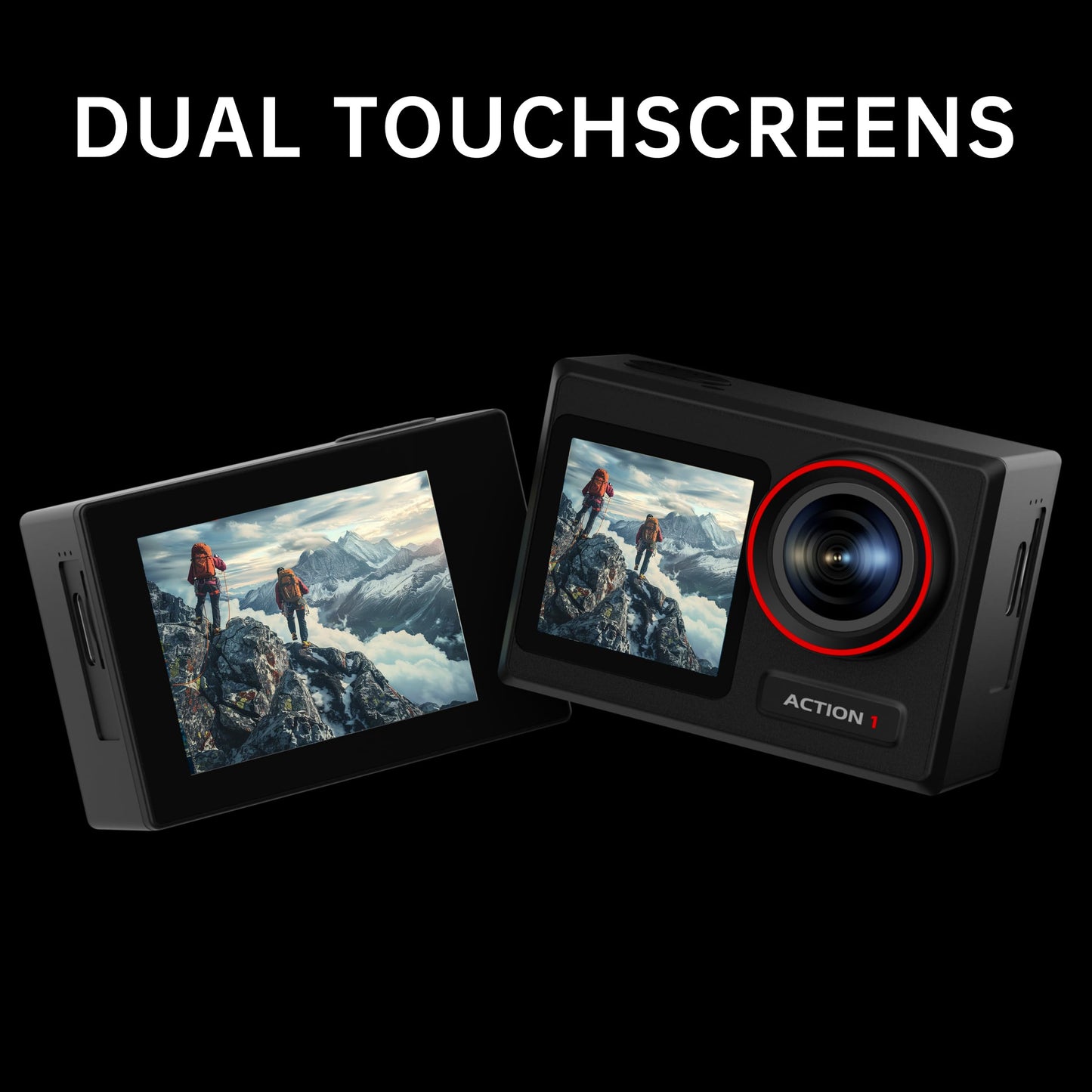 ODDV 4K60FPS 30MP Action Camera with Front LCD and Touch Rear Screens, Underwater Camera with 64GB Memory Card, 132FT Waterproof Camera, EIS, 5X Zoom, WiFi Remote Control（Black）